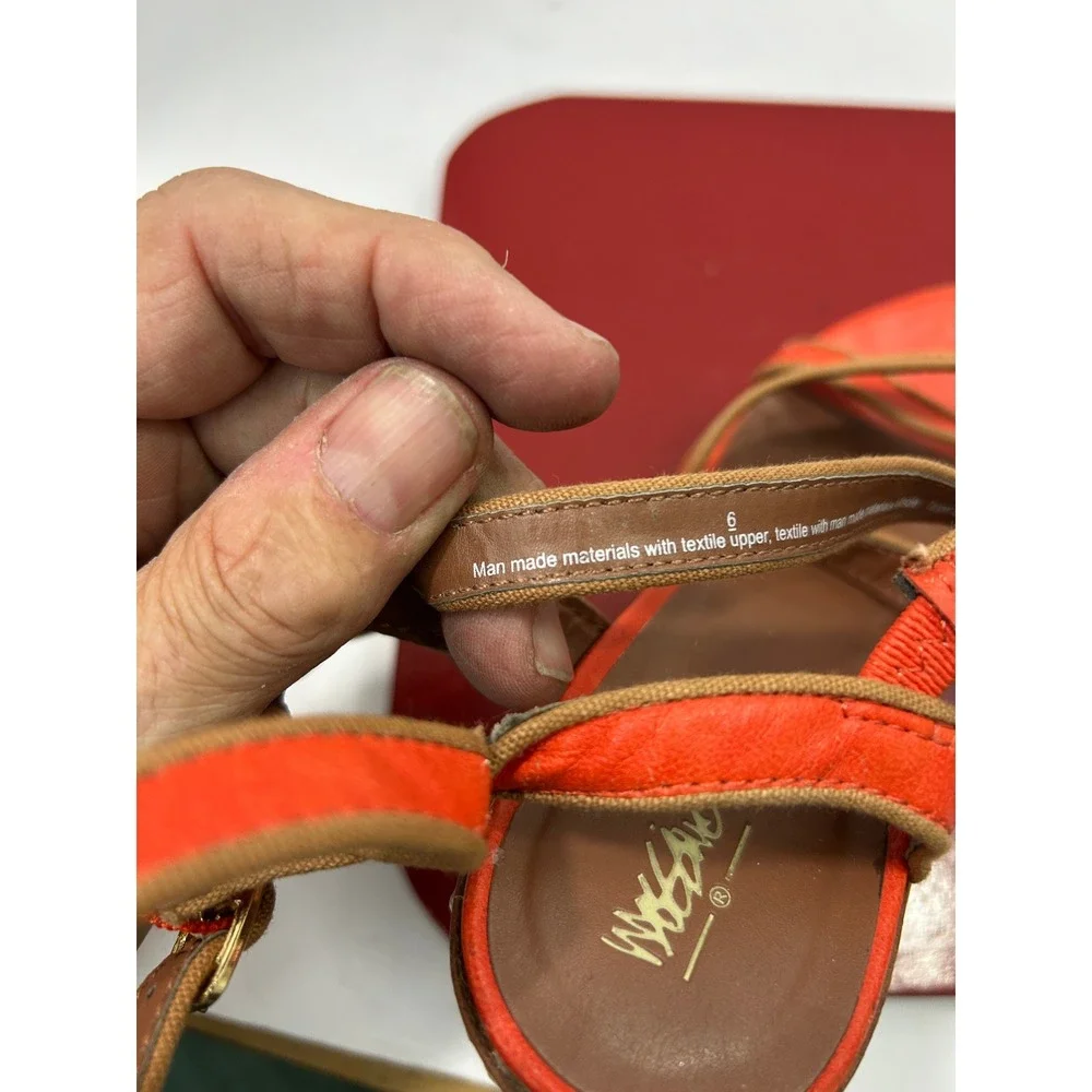 Mossimo Strappy Wedge Sandals 6.5 Orange Espadrille Platform Boho Summer Beachy
